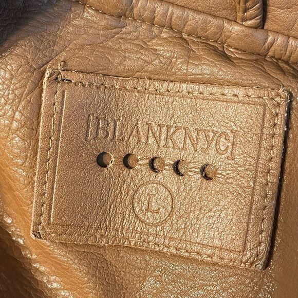 Blank NYC Good Vibes Faux Leather Moto Jacket Camel Color L - Picture 6 of 8